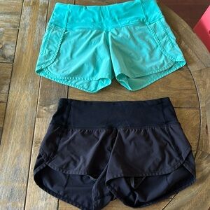 2 pair Lululemon Speed Up shorts Size 2